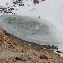 The frozen lake in the crater of Licancabur - one of the heighest lake of our world